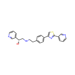 O[C@@H](CNCCc1ccc(-c2csc(-c3cccnc3)n2)cc1)c1cccnc1 ZINC000028958896