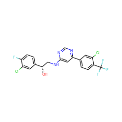 O[C@@H](CNc1cc(-c2ccc(C(F)(F)F)c(Cl)c2)ncn1)c1ccc(F)c(Cl)c1 ZINC000103261258