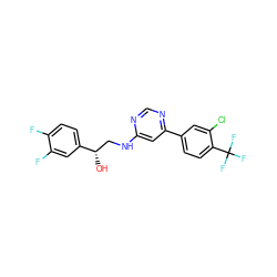 O[C@@H](CNc1cc(-c2ccc(C(F)(F)F)c(Cl)c2)ncn1)c1ccc(F)c(F)c1 ZINC000103261249