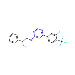 O[C@@H](CNc1cc(-c2ccc(C(F)(F)F)c(F)c2)ncn1)c1ccccc1 ZINC000103261213