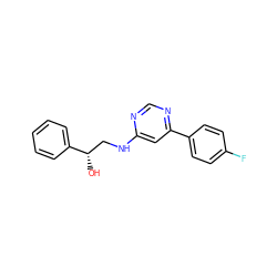 O[C@@H](CNc1cc(-c2ccc(F)cc2)ncn1)c1ccccc1 ZINC000103260508