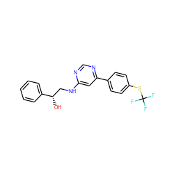 O[C@@H](CNc1cc(-c2ccc(SC(F)(F)F)cc2)ncn1)c1ccccc1 ZINC000103261309