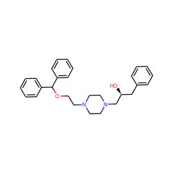 O[C@@H](Cc1ccccc1)CN1CCN(CCOC(c2ccccc2)c2ccccc2)CC1 ZINC000022925307