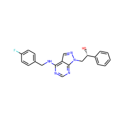 O[C@@H](Cn1ncc2c(NCc3ccc(F)cc3)ncnc21)c1ccccc1 ZINC000013682917