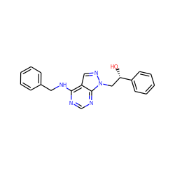 O[C@@H](Cn1ncc2c(NCc3ccccc3)ncnc21)c1ccccc1 ZINC000013682890