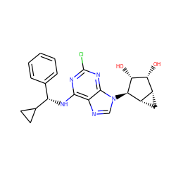 O[C@@H]1[C@H](O)[C@@H]2C[C@@H]2[C@H]1n1cnc2c(N[C@@H](c3ccccc3)C3CC3)nc(Cl)nc21 ZINC000095554935