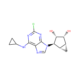 O[C@@H]1[C@H](O)[C@@H]2C[C@@H]2[C@H]1n1cnc2c(NC3CC3)nc(Cl)nc21 ZINC000084605374