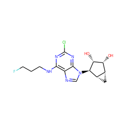 O[C@@H]1[C@H](O)[C@@H]2C[C@@H]2[C@H]1n1cnc2c(NCCCF)nc(Cl)nc21 ZINC000084603240