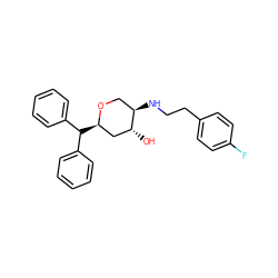 O[C@@H]1C[C@@H](C(c2ccccc2)c2ccccc2)OC[C@H]1NCCc1ccc(F)cc1 ZINC000013648551