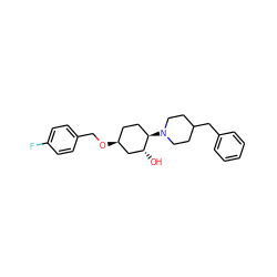 O[C@@H]1C[C@@H](OCc2ccc(F)cc2)CC[C@H]1N1CCC(Cc2ccccc2)CC1 ZINC000473108851