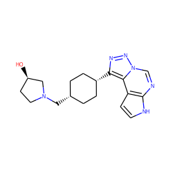 O[C@@H]1CCN(C[C@H]2CC[C@@H](c3nnn4cnc5[nH]ccc5c34)CC2)C1 ZINC001772645079