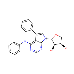 O[C@@H]1CO[C@@H](n2cc(-c3ccccc3)c3c(Nc4ccccc4)ncnc32)[C@@H]1O ZINC000003827144