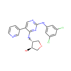 O[C@@H]1COC[C@H]1Nc1nc(Nc2cc(Cl)cc(Cl)c2)ncc1-c1cccnc1 ZINC000095594742