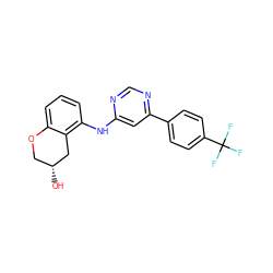 O[C@@H]1COc2cccc(Nc3cc(-c4ccc(C(F)(F)F)cc4)ncn3)c2C1 ZINC000029127263