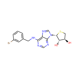 O[C@@H]1CS[C@@H](n2cnc3c(NCc4cccc(Br)c4)ncnc32)[C@H]1O ZINC000098186607