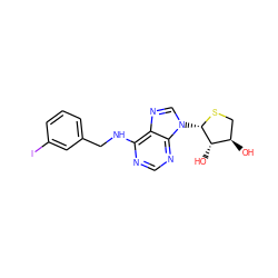 O[C@@H]1CS[C@@H](n2cnc3c(NCc4cccc(I)c4)ncnc32)[C@H]1O ZINC000202795046