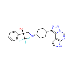 O[C@](CN[C@H]1CC[C@@H](c2nnn3cnc4[nH]ccc4c23)CC1)(c1ccccc1)C(F)(F)F ZINC001772637805