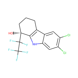 O[C@]1(C(F)(F)C(F)(F)F)CCCc2c1[nH]c1cc(Cl)c(Cl)cc21 ZINC000064559715