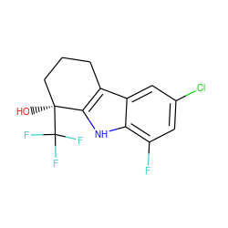 O[C@]1(C(F)(F)F)CCCc2c1[nH]c1c(F)cc(Cl)cc21 ZINC000118717373