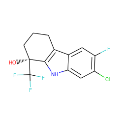 O[C@]1(C(F)(F)F)CCCc2c1[nH]c1cc(Cl)c(F)cc21 ZINC000118630552