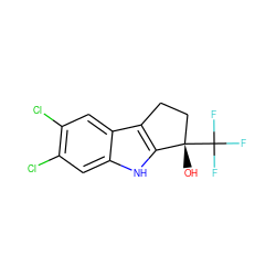 O[C@]1(C(F)(F)F)CCc2c1[nH]c1cc(Cl)c(Cl)cc21 ZINC000118638491