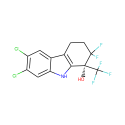 O[C@]1(C(F)(F)F)c2[nH]c3cc(Cl)c(Cl)cc3c2CCC1(F)F ZINC000118721572