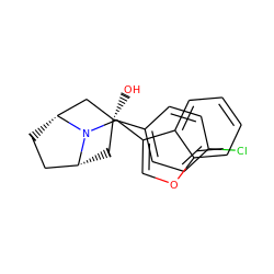 O[C@]1(c2ccc(Cl)cc2)C[C@@H]2CC[C@H](C1)N2Cc1coc2ccccc12 ZINC000101185316