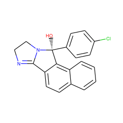 O[C@]1(c2ccc(Cl)cc2)c2c(ccc3ccccc23)C2=NCCN21 ZINC000013491114