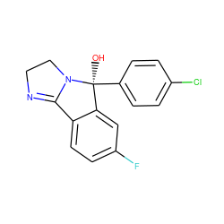 O[C@]1(c2ccc(Cl)cc2)c2cc(F)ccc2C2=NCCN21 ZINC000013760551