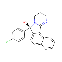 O[C@]1(c2ccc(Cl)cc2)c2ccc3ccccc3c2C2=NCCCN21 ZINC000013491120