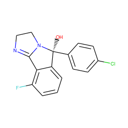 O[C@]1(c2ccc(Cl)cc2)c2cccc(F)c2C2=NCCN21 ZINC000013491094