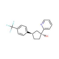 O[C@]1(c2ccccn2)CC[C@@H](c2ccc(C(F)(F)F)cc2)C1 ZINC000653823178