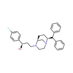 O[C@H](CCN1CCN2C[C@@H]1CC[C@H]2C(c1ccccc1)c1ccccc1)c1ccc(F)cc1 ZINC000029056421