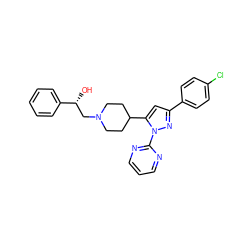 O[C@H](CN1CCC(c2cc(-c3ccc(Cl)cc3)nn2-c2ncccn2)CC1)c1ccccc1 ZINC000072318223