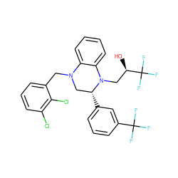 O[C@H](CN1c2ccccc2N(Cc2cccc(Cl)c2Cl)C[C@H]1c1cccc(C(F)(F)F)c1)C(F)(F)F ZINC000207718748