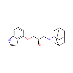 O[C@H](CNC12CC3CC(CC(C3)C1)C2)COc1cccc2[nH]ccc12 ZINC000028823863