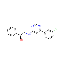 O[C@H](CNc1cc(-c2cccc(Cl)c2)ncn1)c1ccccc1 ZINC000103260519