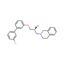 O[C@H](COc1cccc(-c2cccc(Cl)c2)c1)CN1CCc2ccccc2C1 ZINC000219764145