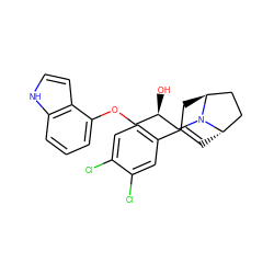 O[C@H](COc1cccc2[nH]ccc12)CN1[C@H]2C=C(c3ccc(Cl)c(Cl)c3)C[C@H]1CC2 ZINC000101019703