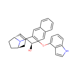 O[C@H](COc1cccc2[nH]ccc12)CN1[C@H]2C=C(c3ccc4ccccc4c3)C[C@H]1CC2 ZINC000101017410