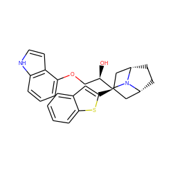 O[C@H](COc1cccc2[nH]ccc12)CN1[C@H]2CC[C@@H]1C[C@@H](c1cc3ccccc3s1)C2 ZINC000100958053