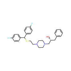 O[C@H](Cc1ccccc1)CN1CCN(CCSC(c2ccc(F)cc2)c2ccc(F)cc2)CC1 ZINC001772618886