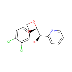 O[C@H](c1ccccn1)[C@@]1(c2ccc(Cl)c(Cl)c2)CCO1 ZINC000207211472