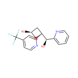 O[C@H](c1ccccn1)[C@]1(c2cc(C(F)(F)F)ccn2)C[C@@H](O)C1 ZINC000653834554