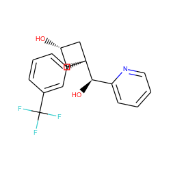 O[C@H](c1ccccn1)[C@]1(c2cccc(C(F)(F)F)c2)C[C@H](O)C1 ZINC000653822628