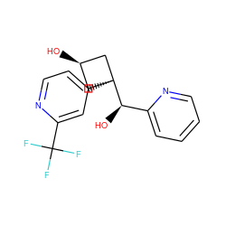 O[C@H](c1ccccn1)[C@]1(c2ccnc(C(F)(F)F)c2)C[C@@H](O)C1 ZINC000144554844