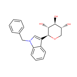 O[C@H]1[C@H](O)CO[C@@H](c2cn(Cc3ccccc3)c3ccccc23)[C@@H]1O ZINC000084668787