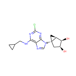 O[C@H]1C[C@@]2(n3cnc4c(NCC5CC5)nc(Cl)nc43)C[C@H]2[C@H]1O ZINC001772630466