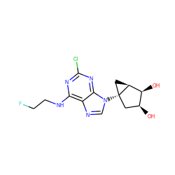 O[C@H]1C[C@@]2(n3cnc4c(NCCF)nc(Cl)nc43)C[C@H]2[C@H]1O ZINC001772580134