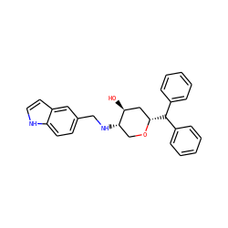 O[C@H]1C[C@H](C(c2ccccc2)c2ccccc2)OC[C@@H]1NCc1ccc2[nH]ccc2c1 ZINC000035943393